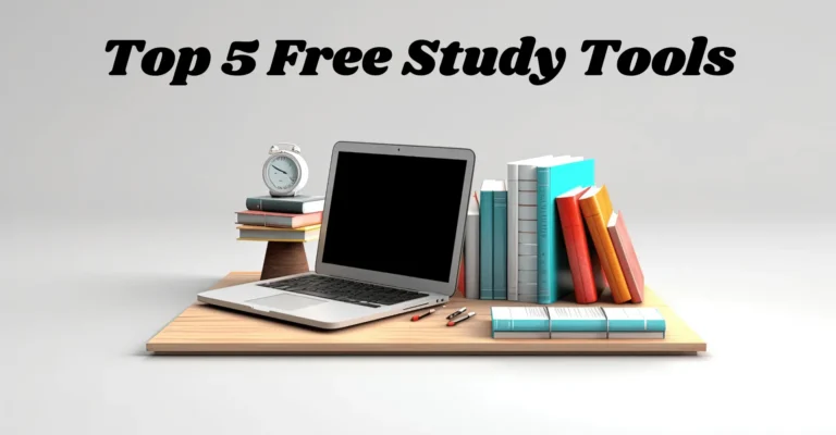 Top 5 free study tools with books and laptop