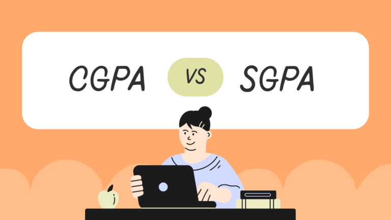 A women working on a laptop with text cgpa vs sgpa